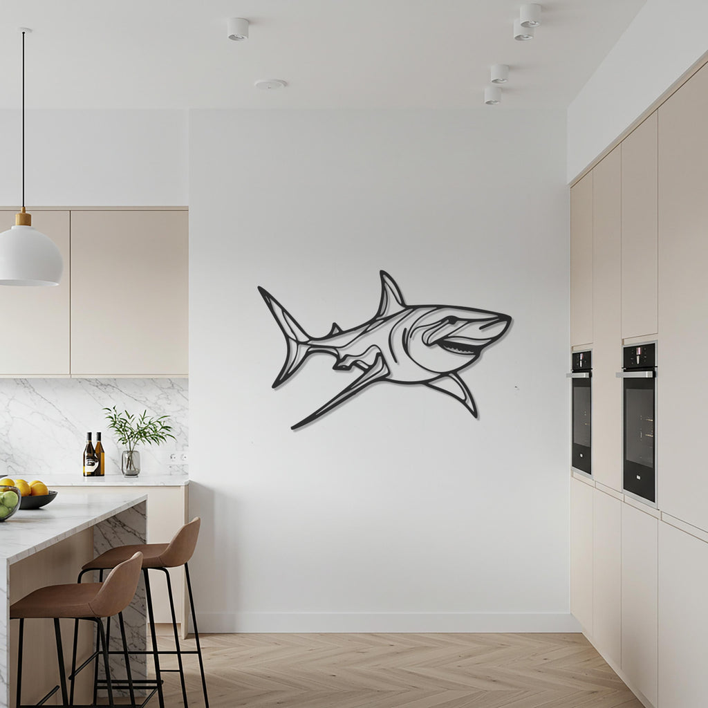 Shark Metal Wall Art, Ocean Predator Decor, Nautical Black Metal Artwork, Modern Shark Silhouette Wall Hanging, Gift for Ocean Lovers