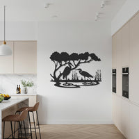 Bird Metal Wall Art, Nature Wall Decor, Heron Silhouette Metal Sign, Lake Scene Wall Hanging, Modern Rustic Wildlife Artwork, Gift for Home 6