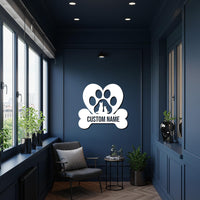Custom Name Pet Paw Metal Wall Art, Personalized Dog Cat Wall Decor, Custom Pet Name Metal Sign, Pet Memorial Gift for Dog Lovers 2
