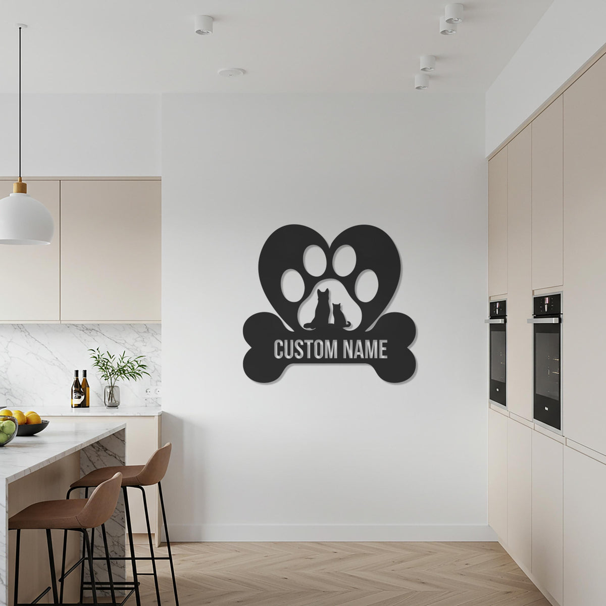 Custom Name Pet Paw Metal Wall Art, Personalized Dog Cat Wall Decor, Custom Pet Name Metal Sign, Pet Memorial Gift for Dog Lovers