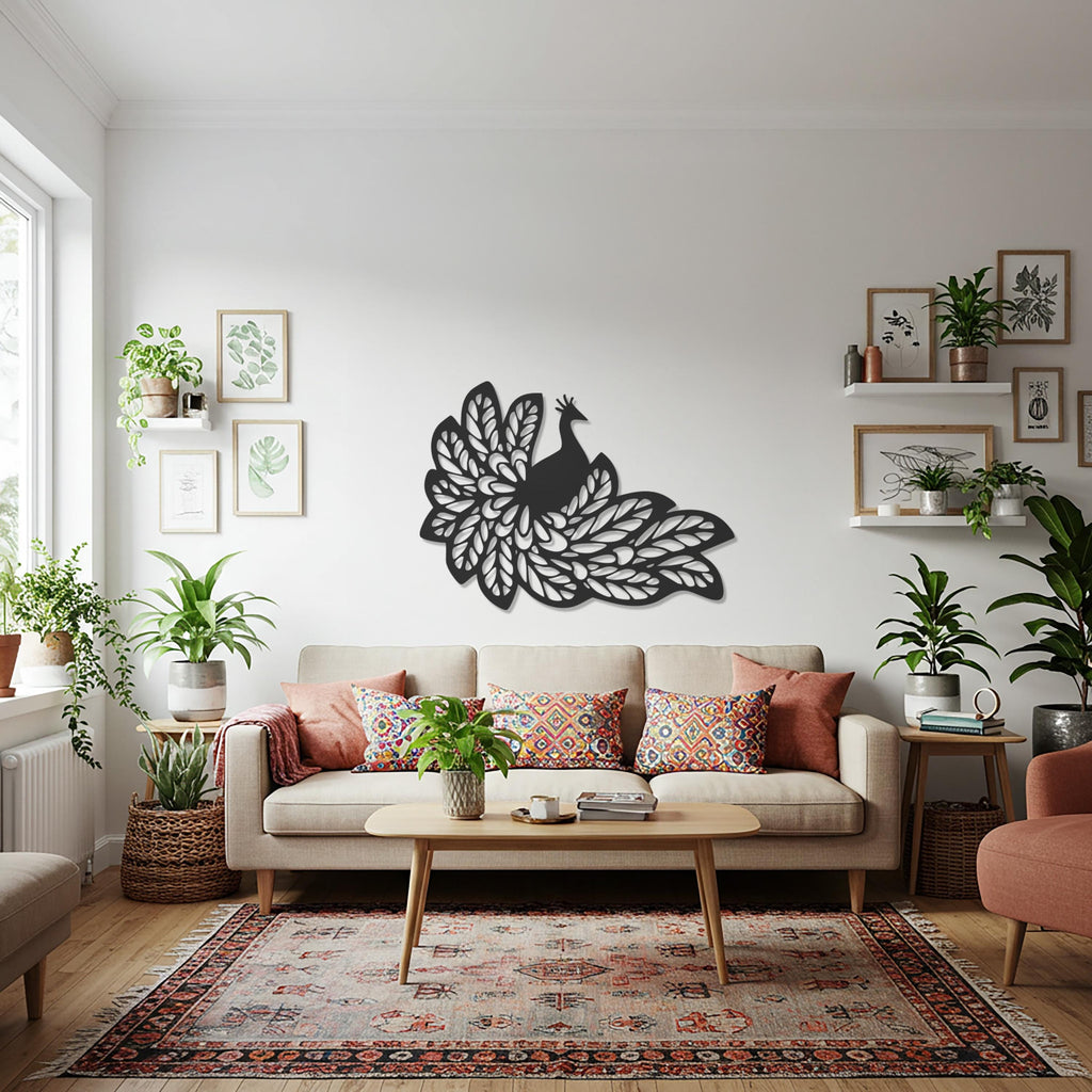 Peacock Metal Wall Art, Elegant Bird Wall Decor, Modern Metal Peacock Sculpture, Nature Inspired Wall Art for Living Room or Bedroom