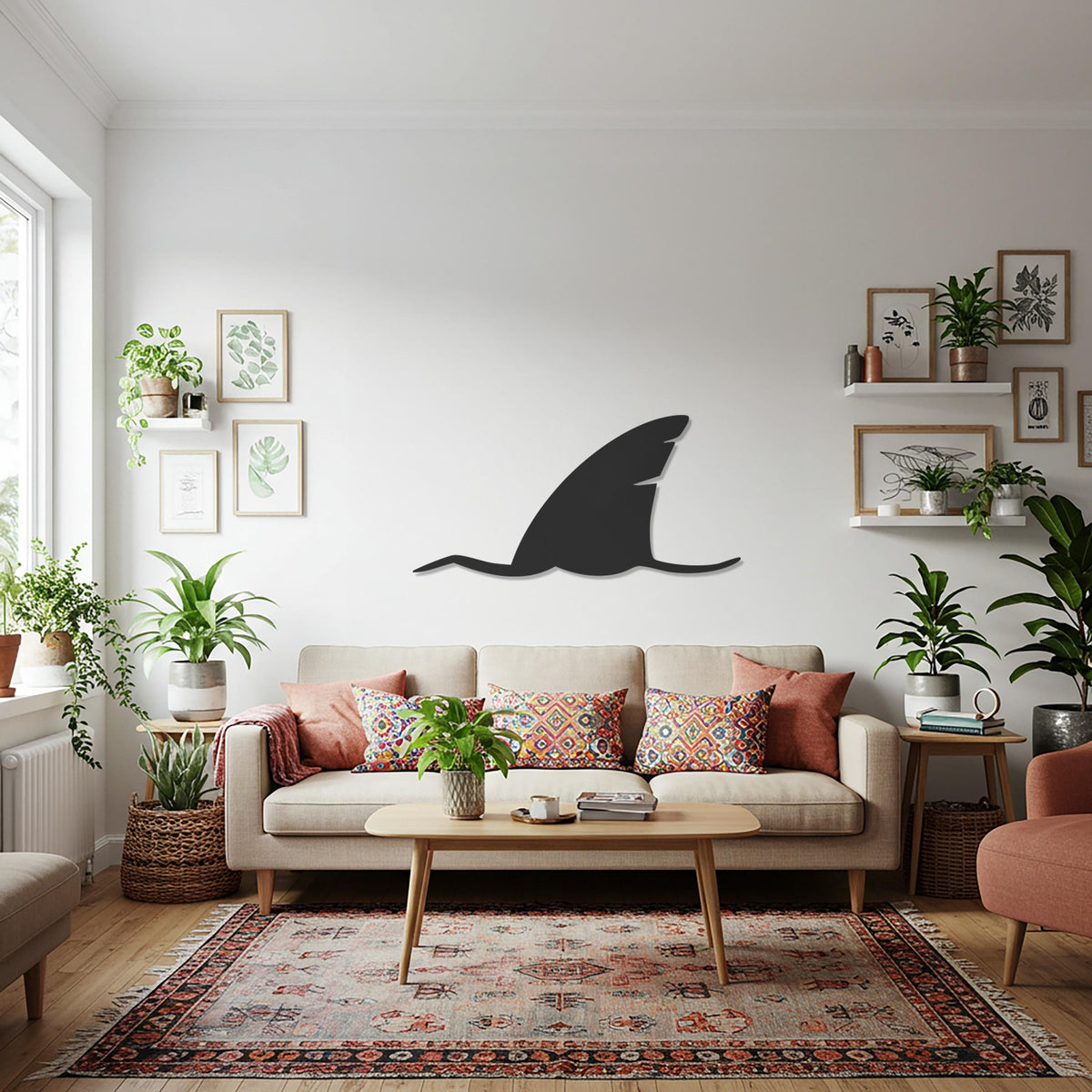 Shark Metal Wall Art, Modern Ocean Inspired Wall Decor, Nautical Sea Life Wall Sculpture, Minimalist Shark Design for Kitchen or Living Room
