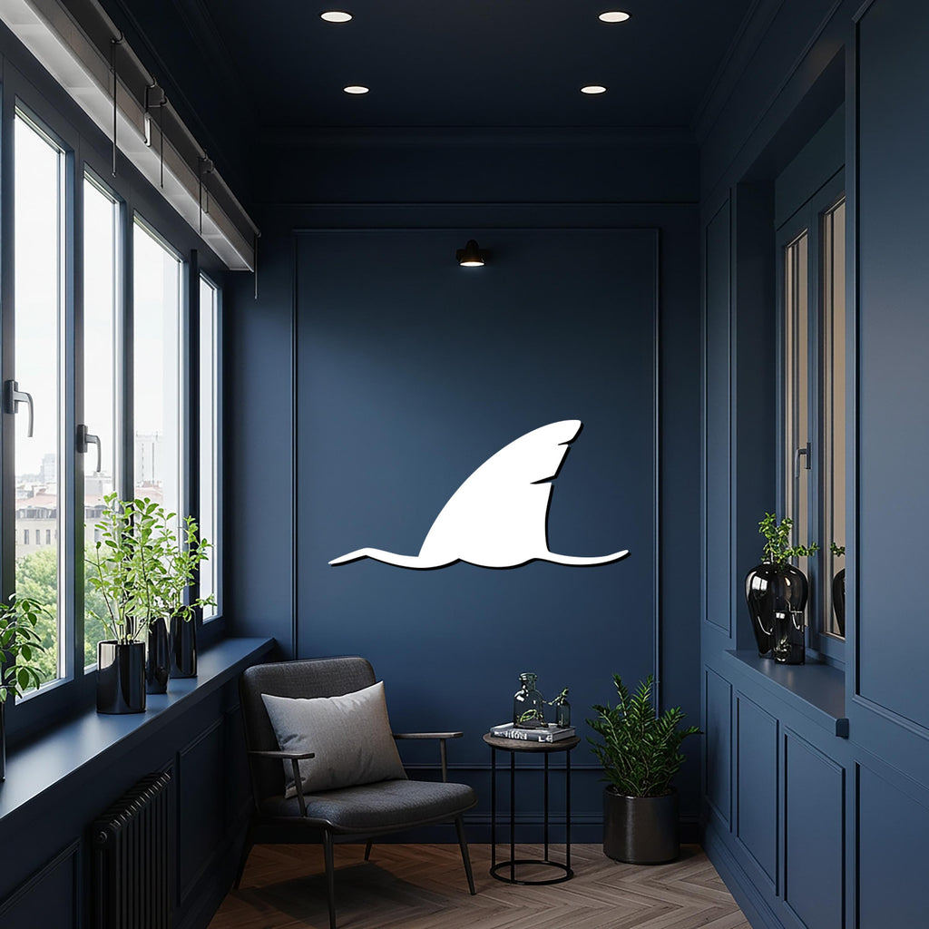 Shark Metal Wall Art, Modern Ocean Inspired Wall Decor, Nautical Sea Life Wall Sculpture, Minimalist Shark Design for Kitchen or Living Room