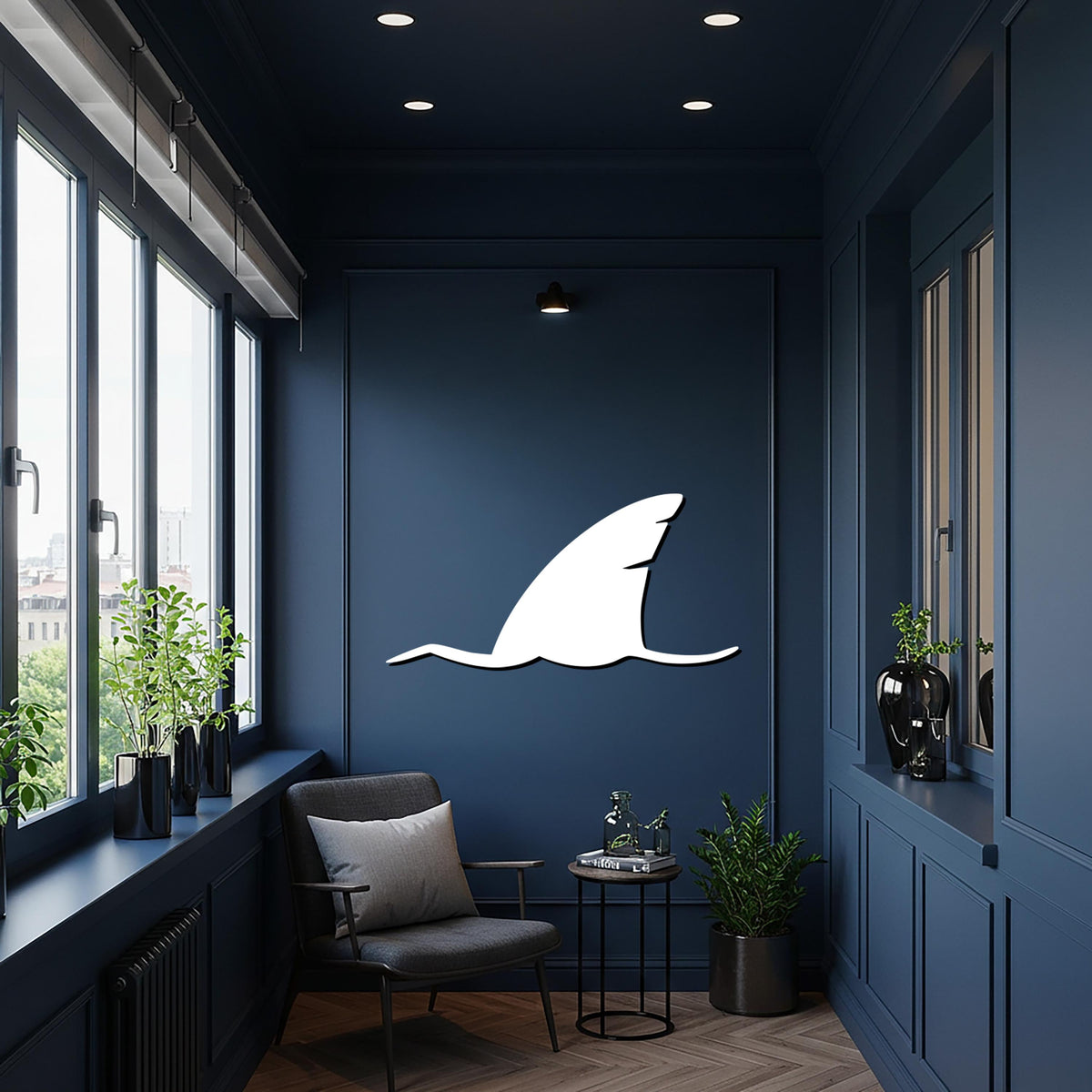 Shark Metal Wall Art, Modern Ocean Inspired Wall Decor, Nautical Sea Life Wall Sculpture, Minimalist Shark Design for Kitchen or Living Room