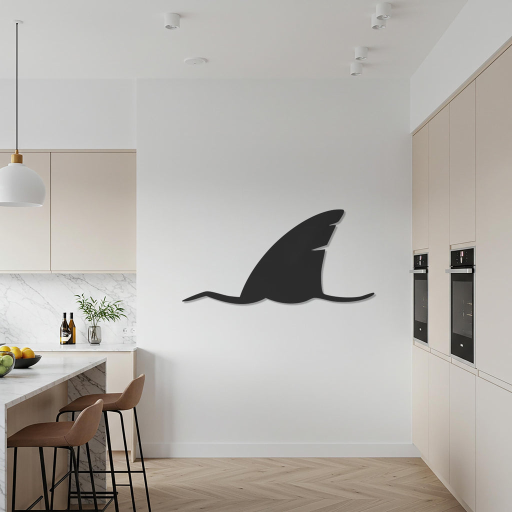 Shark Metal Wall Art, Modern Ocean Inspired Wall Decor, Nautical Sea Life Wall Sculpture, Minimalist Shark Design for Kitchen or Living Room