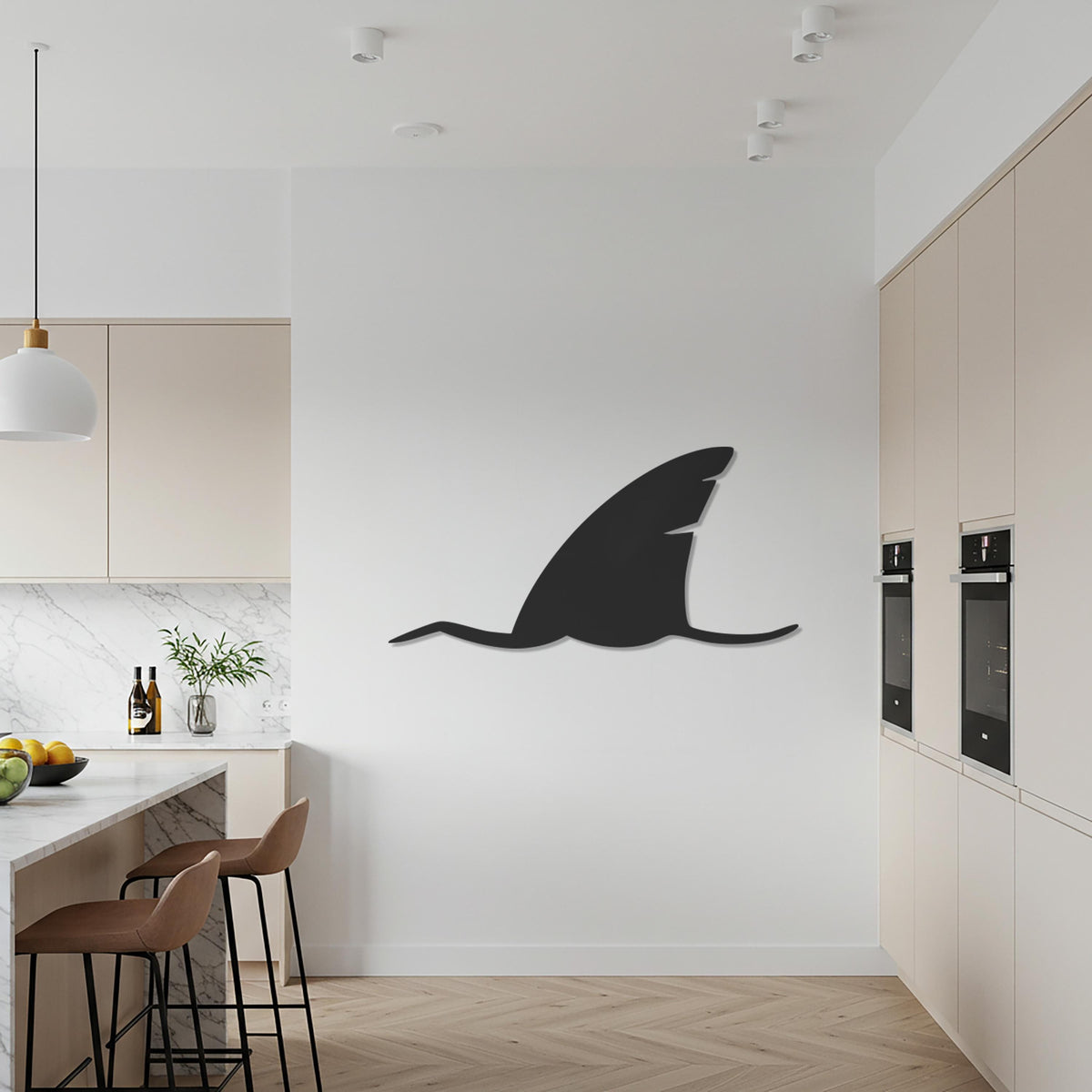 Shark Metal Wall Art, Modern Ocean Inspired Wall Decor, Nautical Sea Life Wall Sculpture, Minimalist Shark Design for Kitchen or Living Room