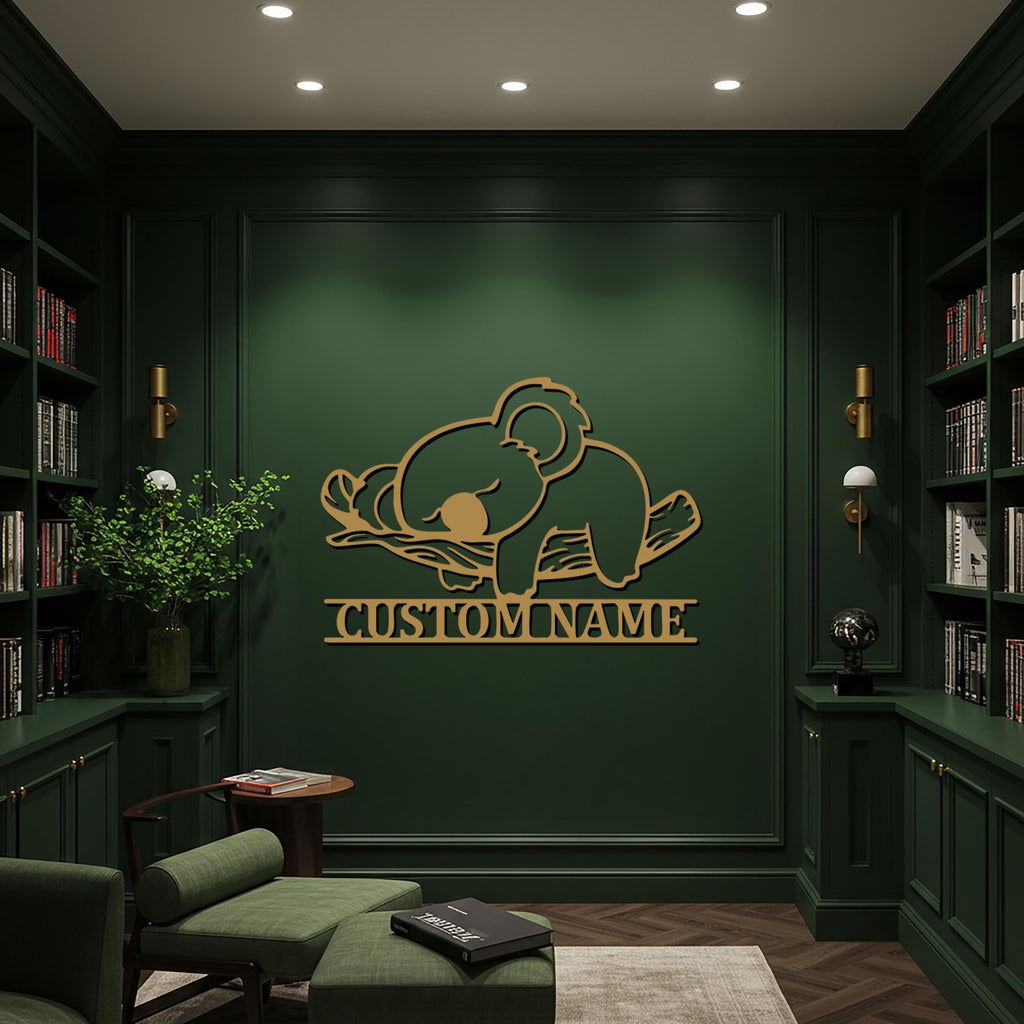 Custom Koala Metal Wall Art with Name, Personalized Animal Wall Decor, Nursery and Kids Room Koala Design, Cute Metal Wall Hanging