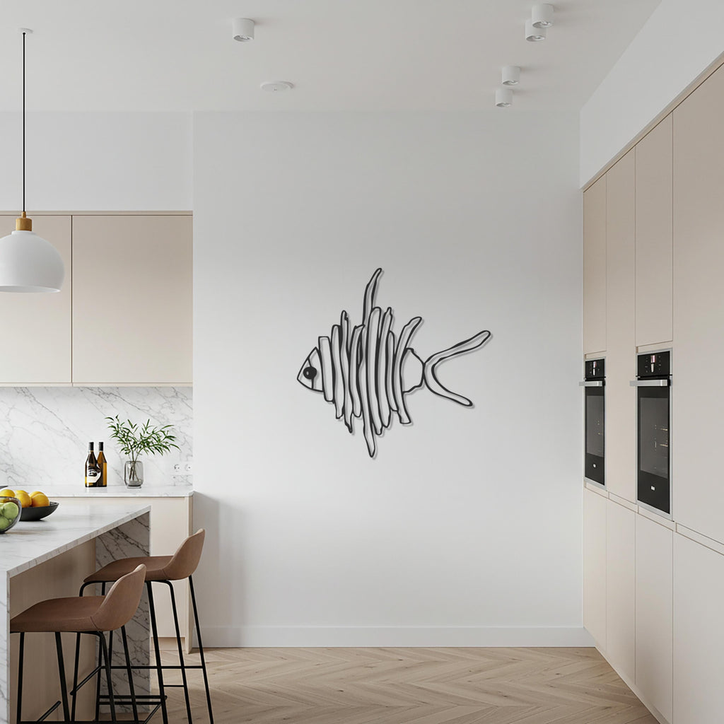 Fish Metal Wall Art, Nautical Inspired Wall Decor, Ocean Style Metal Fish Sculpture, Coastal Wall Accent for Kitchen, Living Room