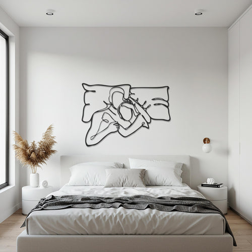 Abstract Couple Metal Wall Art, Romantic Bedroom Wall Decor, Modern Line Art Sculpture, Minimalist Love Design, Wedding or Anniversary Gift