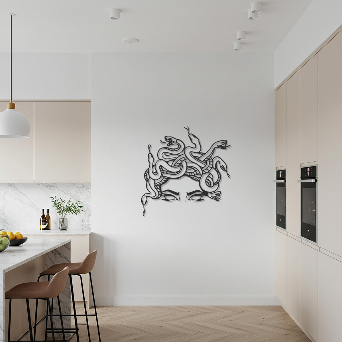 Medusa Metal Wall Art – Mythology Inspired Wall Decor, Greek Goddess Sculpture, Statement Metal Artwork for Bedroom, Lounge or Gift Idea