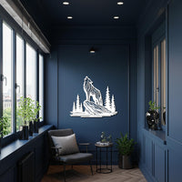 Wolf Metal Wall Art – Howling Wolf Silhouette with Forest and Moon Scene, Rustic Wilderness Accent for Nature Lovers and Cabin-Style Homes 2