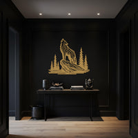 Wolf Metal Wall Art – Howling Wolf Silhouette with Forest and Moon Scene, Rustic Wilderness Accent for Nature Lovers and Cabin-Style Homes 4