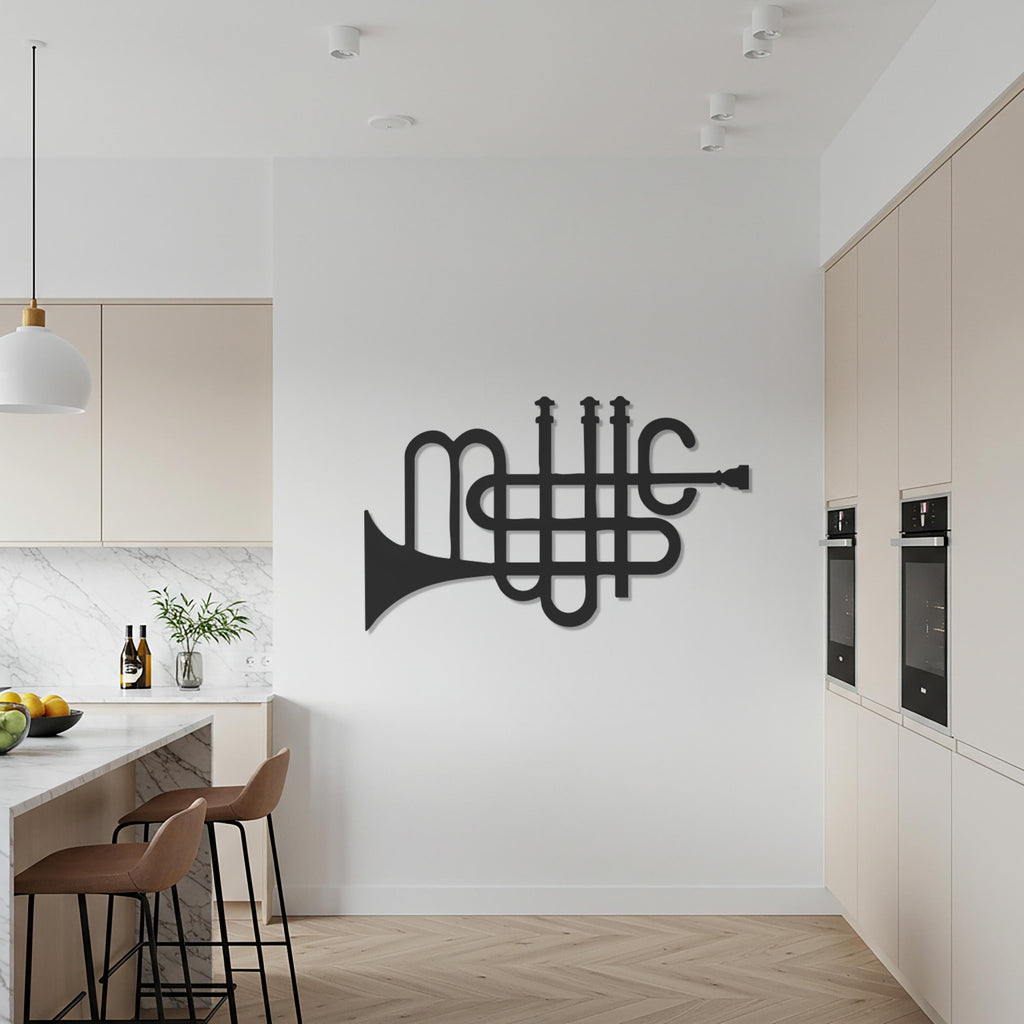 Music Metal Wall Art, Trumpet Inspired Music Lover Decor, Modern Metal Sculpture for Musicians, Jazz Enthusiasts or Creative Home Interiors