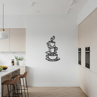 Coffee Cup Metal Wall Art, Modern Kitchen Coffee Decor, Minimalist Espresso and Tea Cup Design, Cozy Café Style Metal Decor for Coffee Lover 1