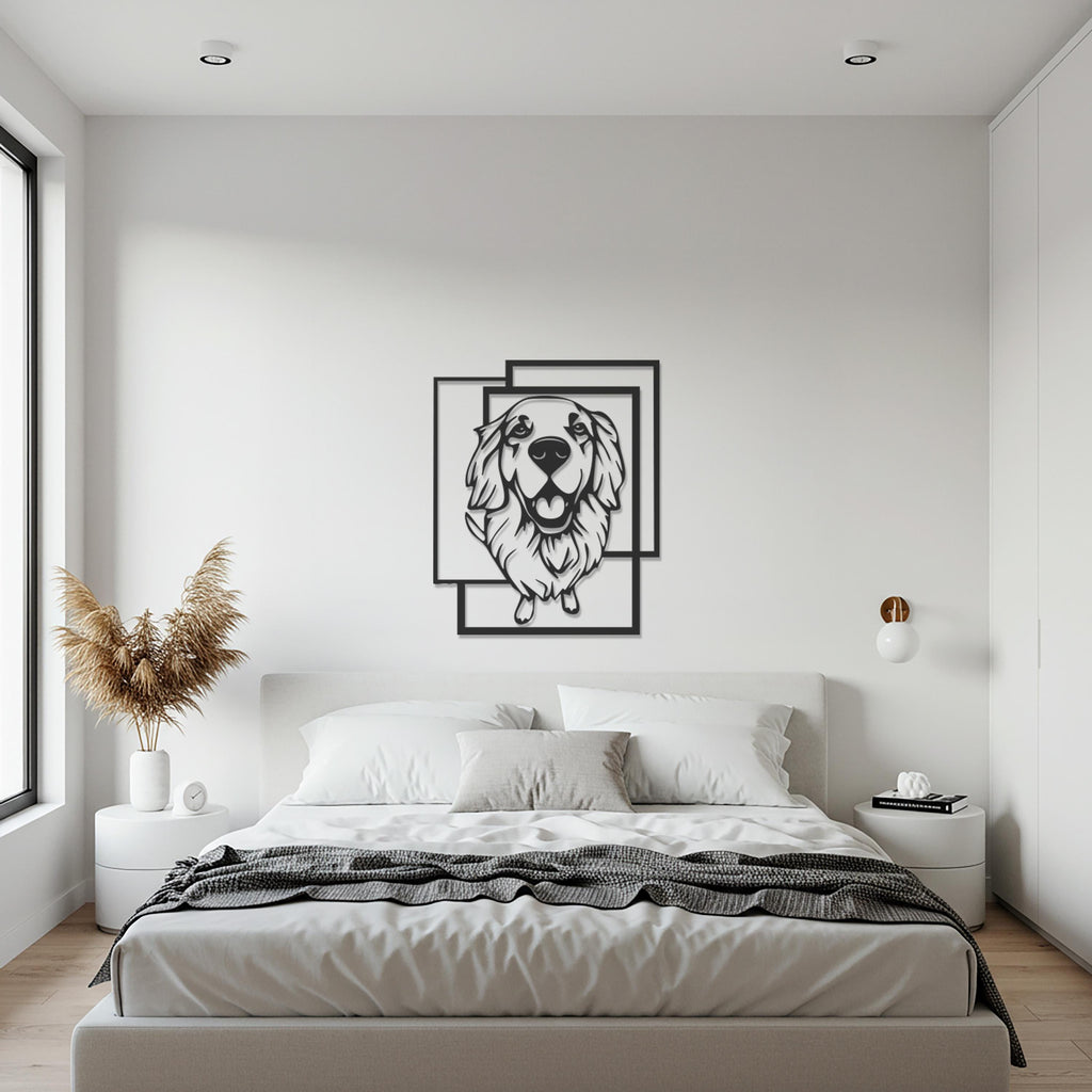 Dog Metal Wall Art, Golden Retriever Inspired Pet Decor, Modern Animal Artwork for Dog Lovers, Unique Gift for Pet Owners and Cozy Homes