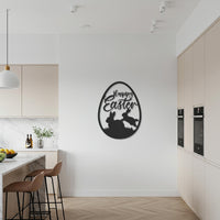 Happy Easter Metal Wall Decor, Bunny Egg Silhouette Sign, Festive Spring Wall Accent for Home, Living Room, Kitchen or Seasonal Decoration 6
