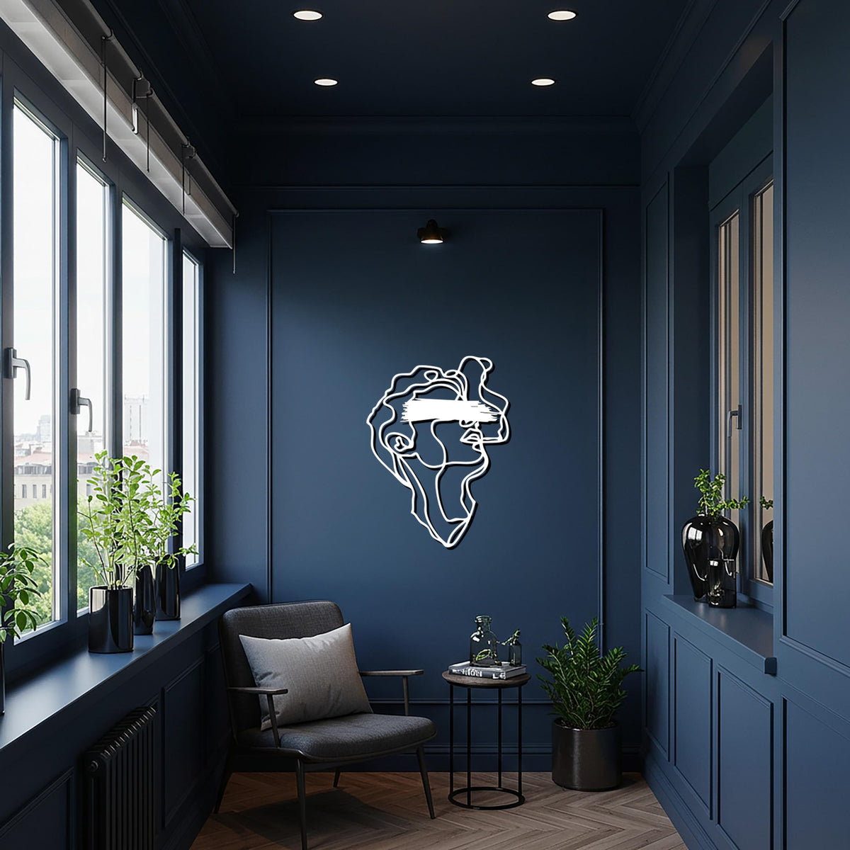 Abstract Face Metal Wall Art, Modern Minimalist Line Art Sculpture, Unique Human Expression Decor, Contemporary Home Wall Decoration