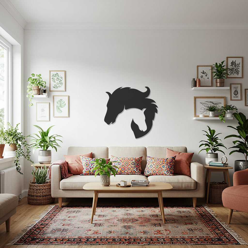 Horse Metal Wall Art, Modern Equine Silhouette Decor, Elegant Animal Inspired Steel Artwork for Living Room, Bedroom or Office Walls
