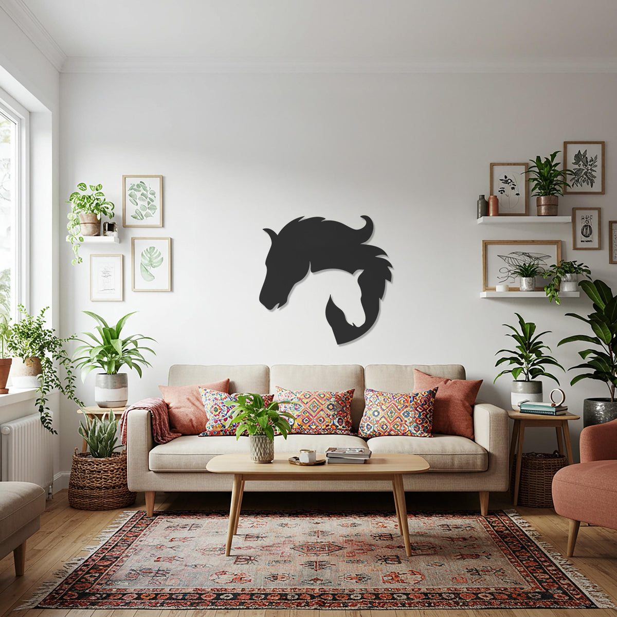Horse Metal Wall Art, Modern Equine Silhouette Decor, Elegant Animal Inspired Steel Artwork for Living Room, Bedroom or Office Walls