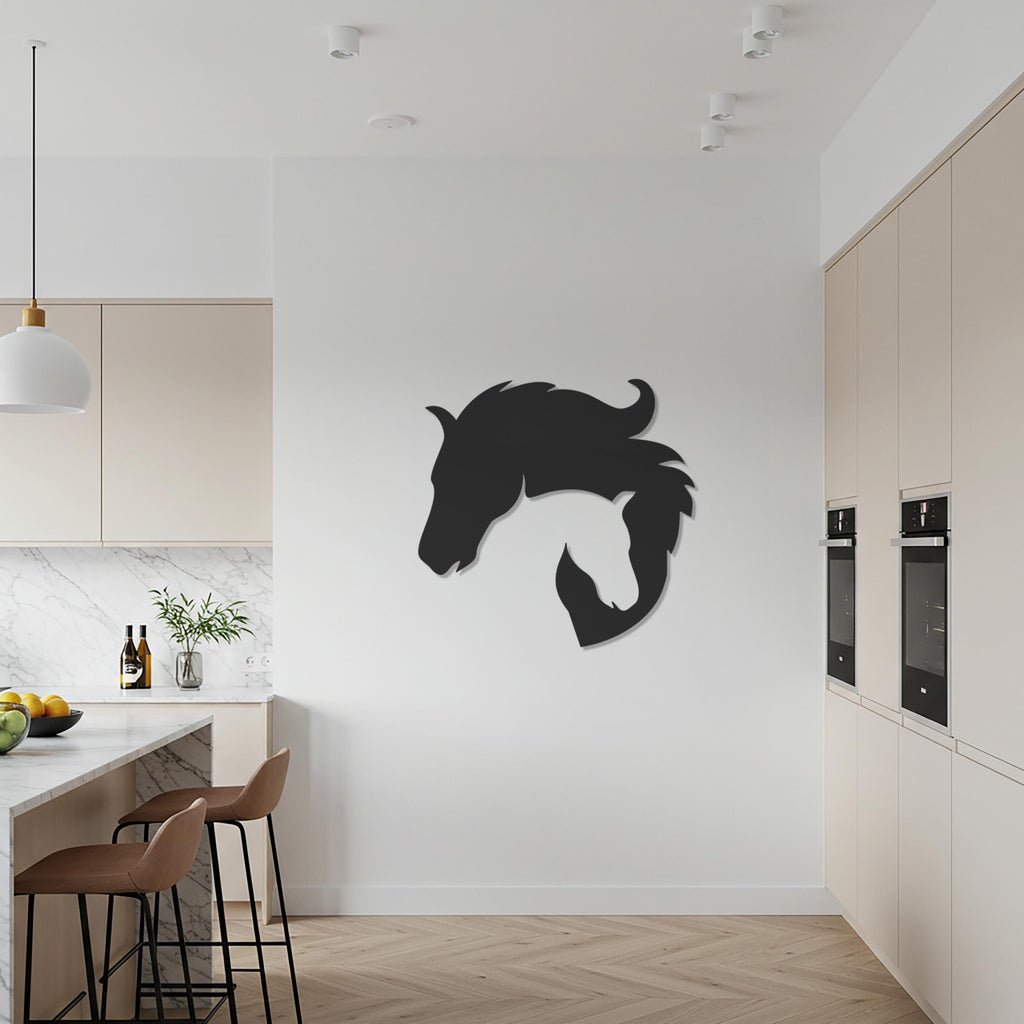 Horse Metal Wall Art, Modern Equine Silhouette Decor, Elegant Animal Inspired Steel Artwork for Living Room, Bedroom or Office Walls