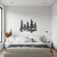 Pine Tree Metal Wall Art, Nature Forest Silhouette Metal Wall Decor, Rustic Woodland Style Hanging for Cabin, Lodge and Modern Homes 1