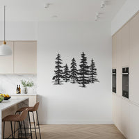 Pine Tree Metal Wall Art, Nature Forest Silhouette Metal Wall Decor, Rustic Woodland Style Hanging for Cabin, Lodge and Modern Homes 6