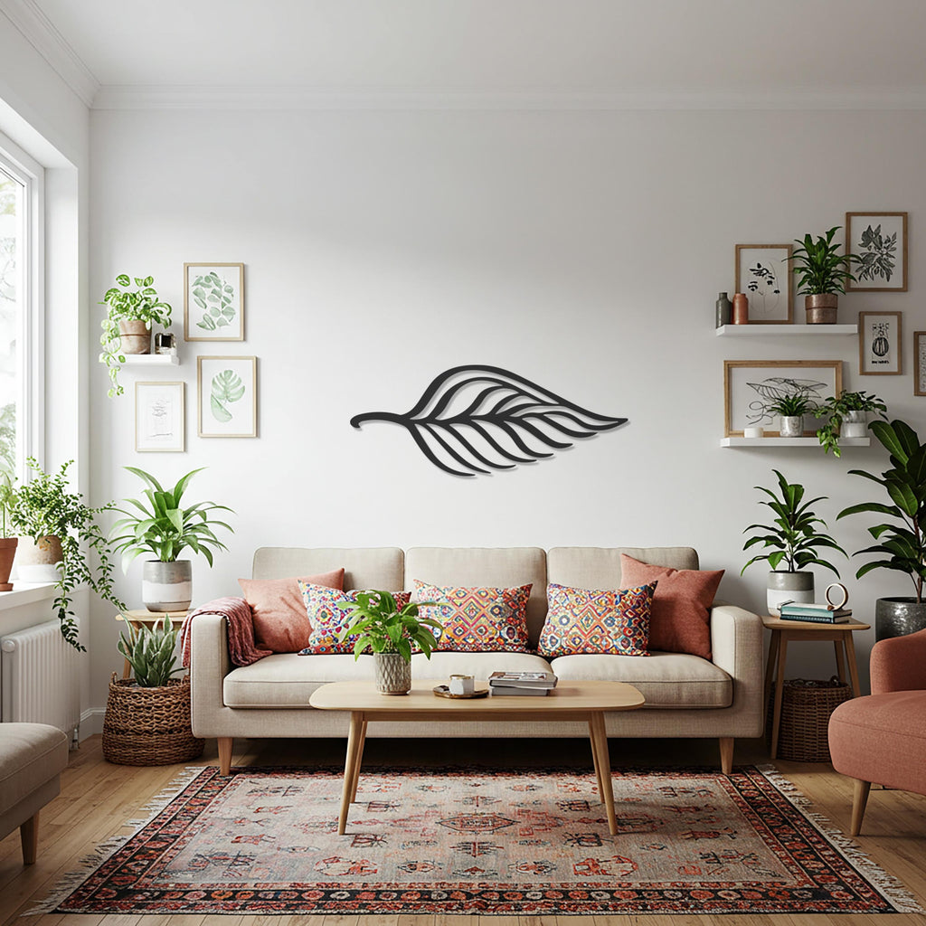 Leaf Metal Wall Art, Minimalist Botanical Metal Wall Decor, Modern Nature Inspired Steel Wall Hanging, Unique Gift for Housewarming