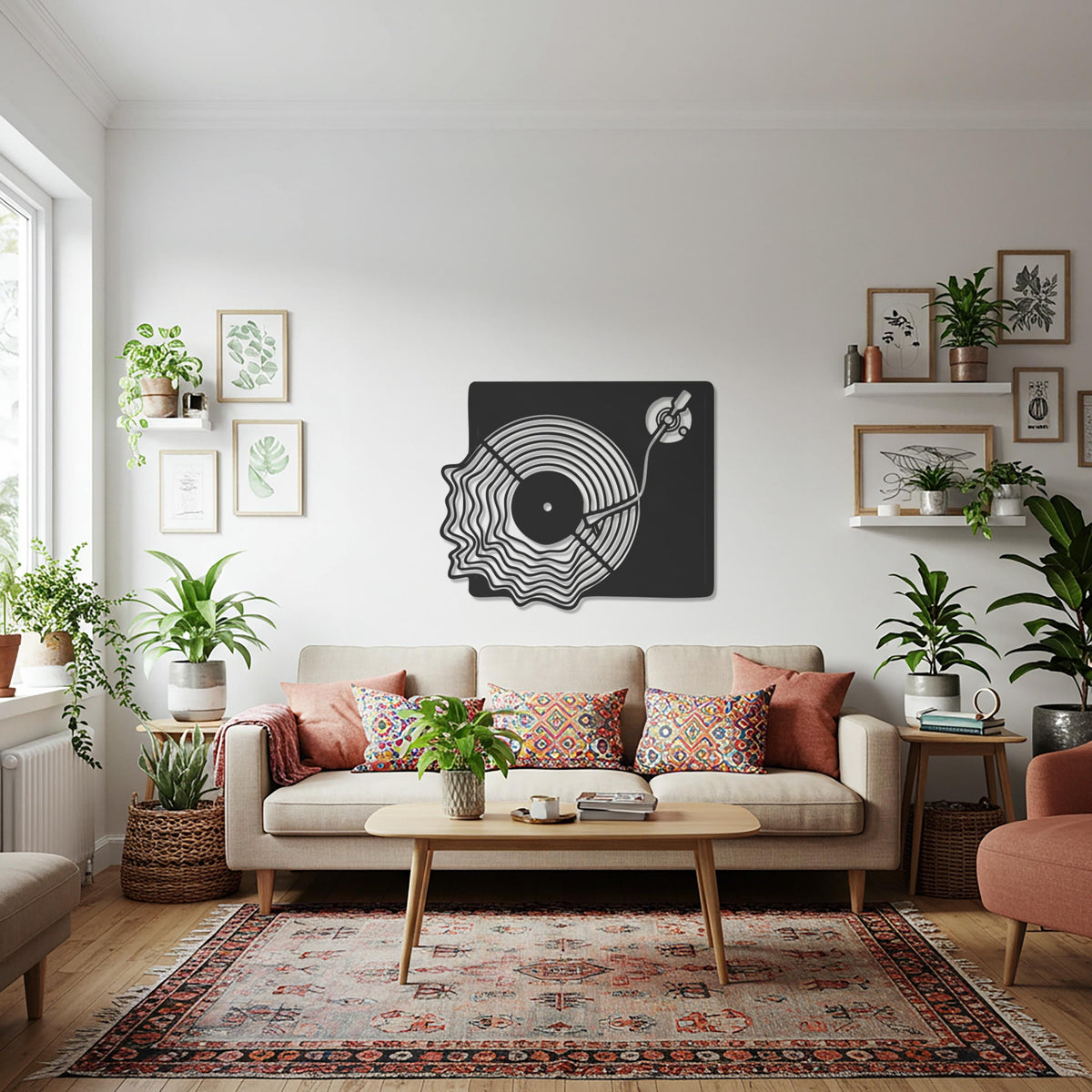 Vinyl Record Player Metal Wall Art, Retro Music Inspired Turntable Decor, Unique Steel Wall Hanging for Music Lovers & Stylish Homes