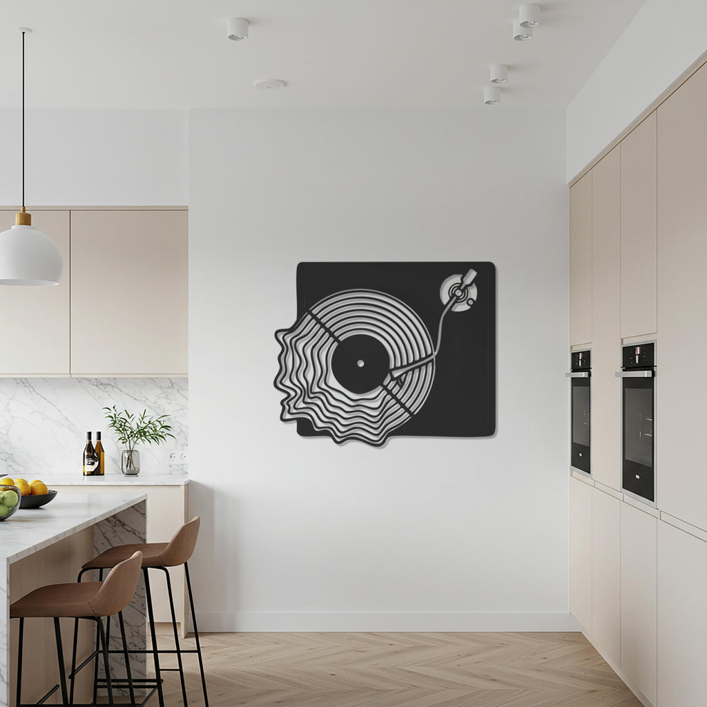 Vinyl Record Player Metal Wall Art, Retro Music Inspired Turntable Decor, Unique Steel Wall Hanging for Music Lovers & Stylish Homes