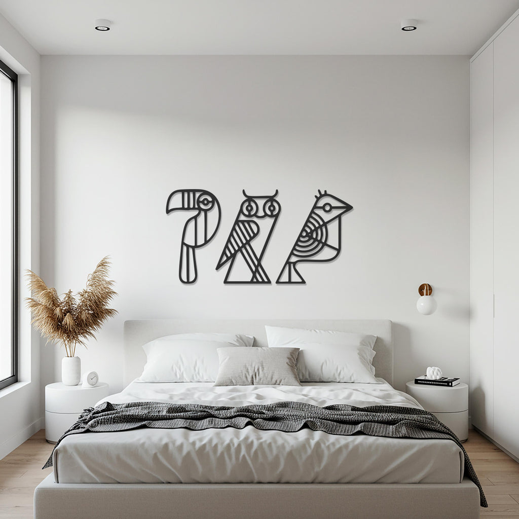 Geometric Bird Metal Wall Art, Modern Abstract Bird Silhouette, Minimalist Steel Bird Design for Unique Home Decor and Creative Gift Idea