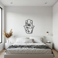 Hamsa Hand Wall Art – Modern Abstract Metal Design with Eye Symbol, Spiritual Protection Decor, Geometric Line Art Steel Sculpture
