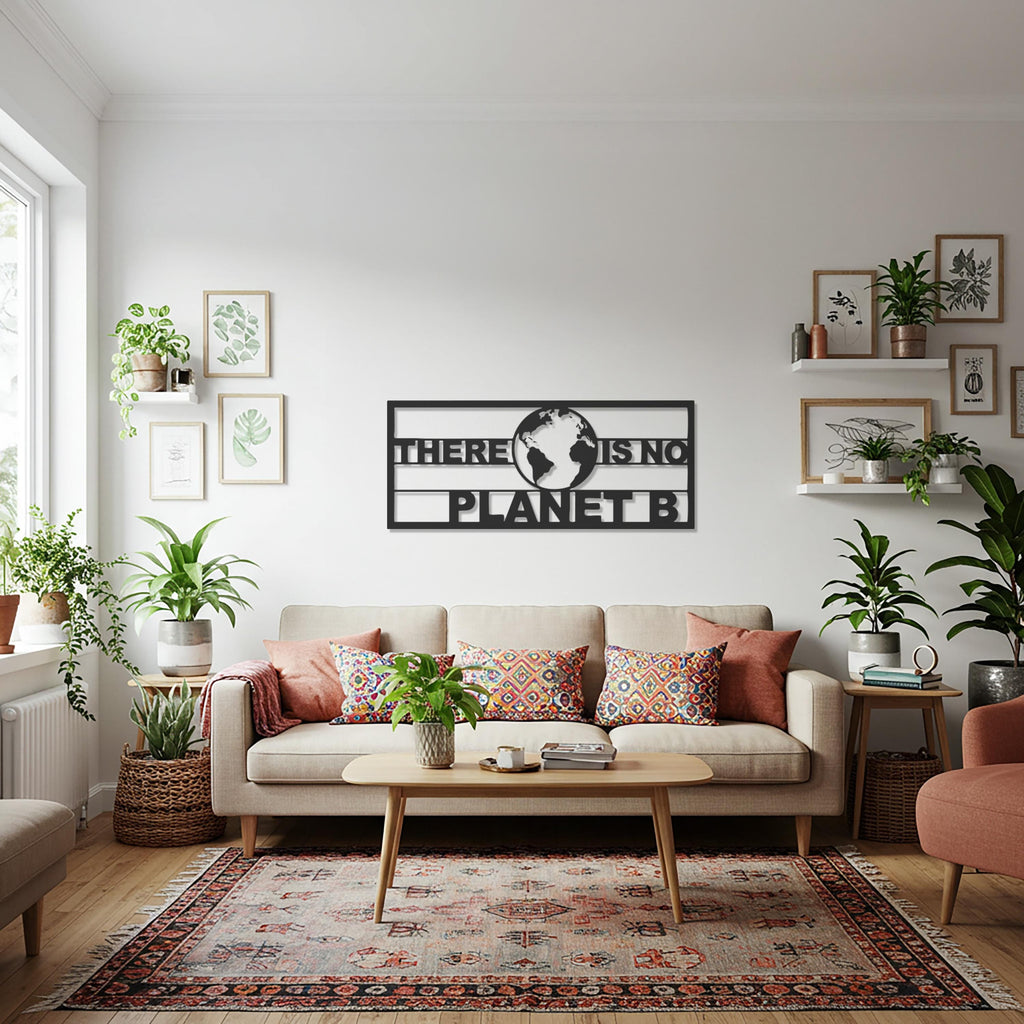 There Is No Planet B Metal Wall Art, Earth Awareness Quote Sign, Eco Friendly Metal Decor, Modern Motivational Wall Accent for Home & Office