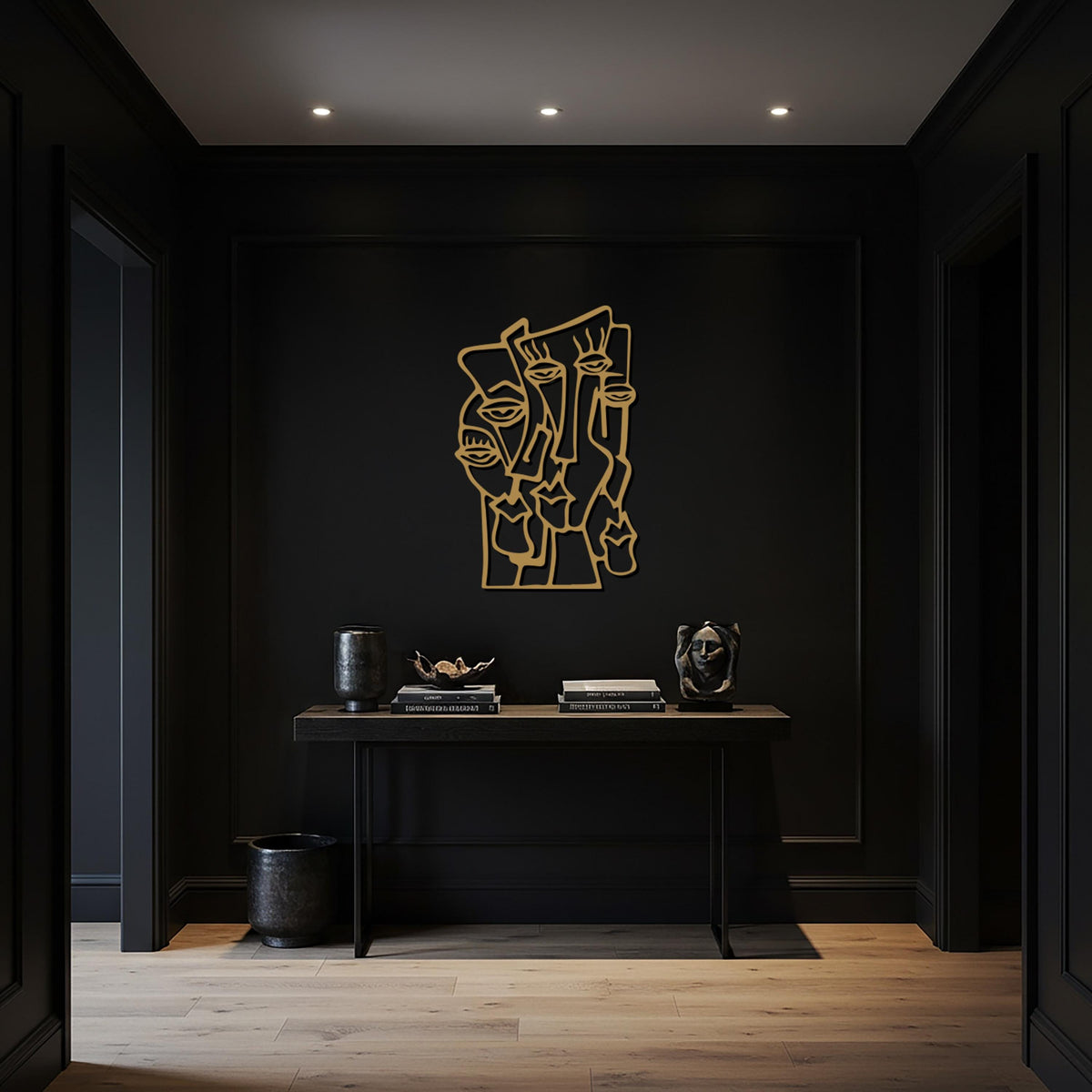 Abstract Faces Metal Wall Art, Modern Line Art Wall Decor, Minimalist Black Steel Face Silhouette, Unique Gift for Contemporary Homes