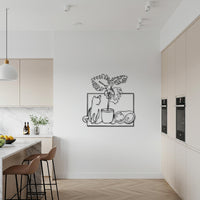 Cats and Plant Metal Wall Art, Minimalist Cat Line Art with Monstera Leaf, Modern Black Steel Wall Decor for Kitchen Living Room 2
