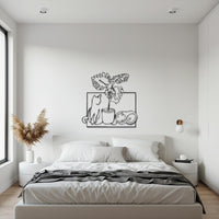 Cats and Plant Metal Wall Art, Minimalist Cat Line Art with Monstera Leaf, Modern Black Steel Wall Decor for Kitchen Living Room 3