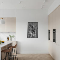 Geometric Abstract Metal Wall Art, Modern Optical Illusion Steel Panel, Bold Black Striped Home Decor for Contemporary Interiors 6