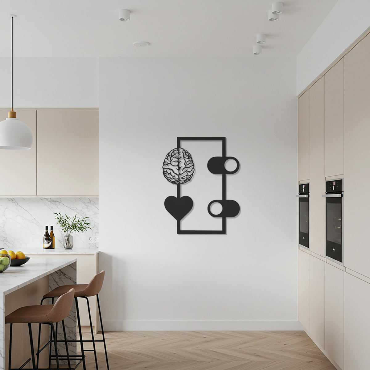 Modern Brain Heart Metal Wall Art, Minimalist Mind and Emotion Decor, Abstract Wall Sculpture, Contemporary Home Office Decoration