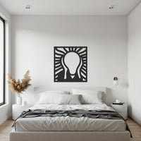 Light Bulb Metal Wall Art, Creative Idea Decor, Modern Abstract Square Sculpture, Minimalist Innovation Artwork for Home & Office 2