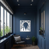 Light Bulb Metal Wall Art, Creative Idea Decor, Modern Abstract Square Sculpture, Minimalist Innovation Artwork for Home & Office 3
