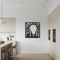 Light Bulb Metal Wall Art, Creative Idea Decor, Modern Abstract Square Sculpture, Minimalist Innovation Artwork for Home & Office 6
