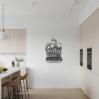 Coffee Metal Wall Art, Kitchen Coffee Quote Sign, Coffee Makes Everything Possible Metal Decor, Modern Coffee Wall Sculpture 5
