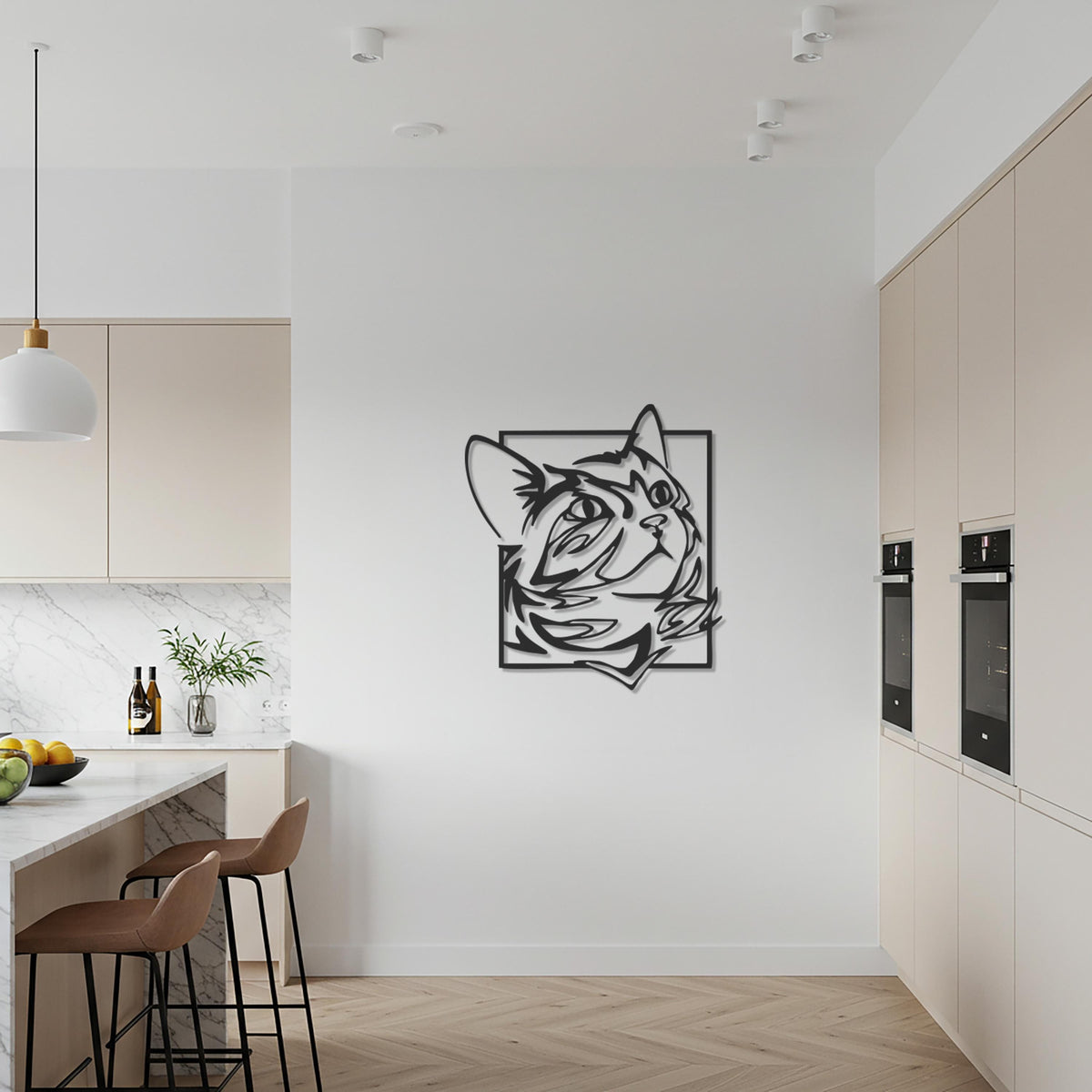 Cat Metal Wall Art, Modern Cat Face Metal Sculpture, Feline Home Wall Decor for Pet Lovers, Unique Cat Inspired Interior Accent