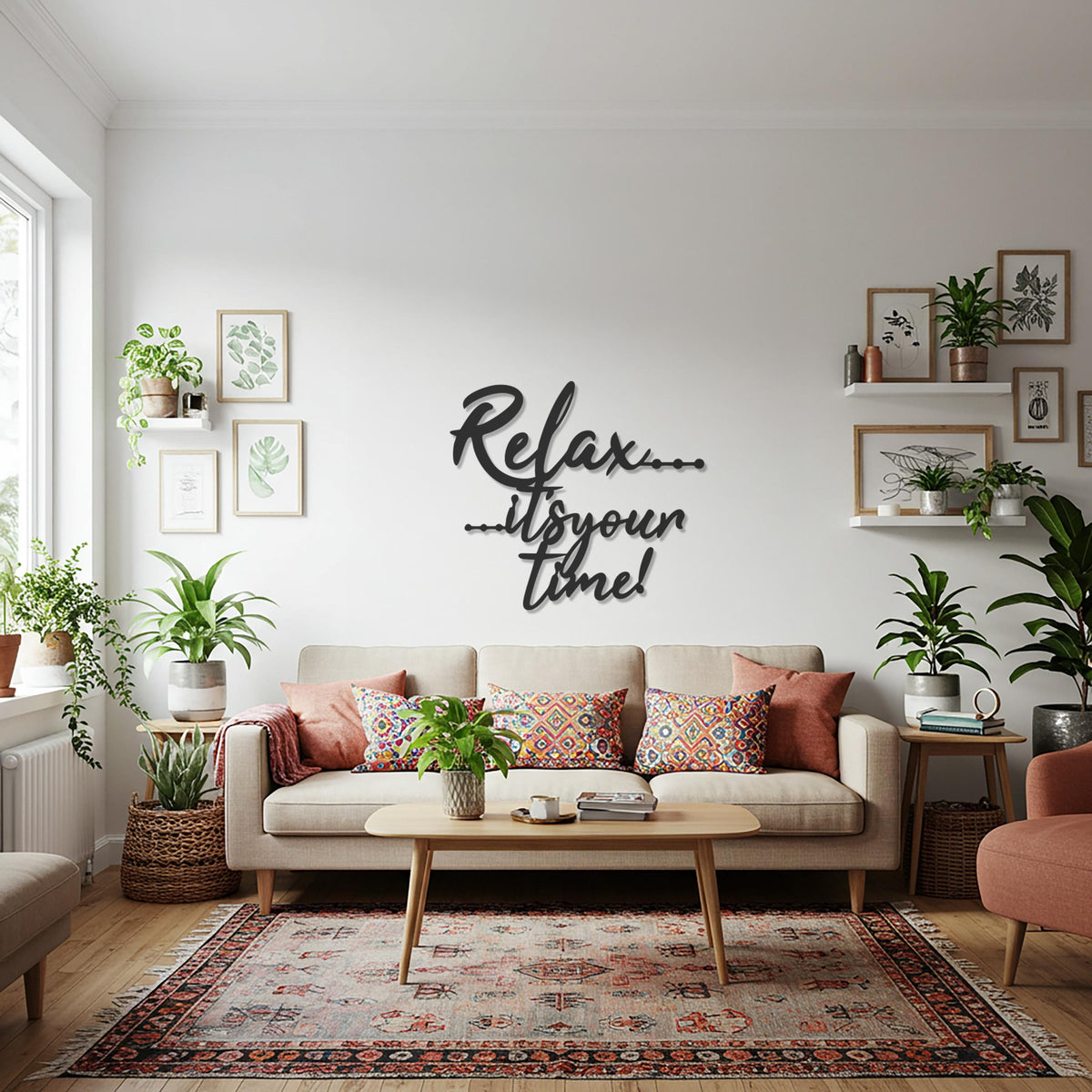 Relax Quote, Metal Wall Art, Motivational Word Sign for Modern Homes, Inspirational Room Accent, Relaxation Message Wall Decor Gift