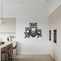 Owl Family Metal Wall Art, Minimalist Black Owl Silhouette on Branch, Modern Rustic Nature-Inspired Bird Wall Sculpture for Stylish Homes 6