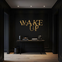 Wake Up Metal Wall Art, Modern Motivational Word Sign, Bold Black Typography Metal Decor, Inspirational Wall Sculpture for Home or Office 2