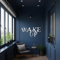 Wake Up Metal Wall Art, Modern Motivational Word Sign, Bold Black Typography Metal Decor, Inspirational Wall Sculpture for Home or Office 3