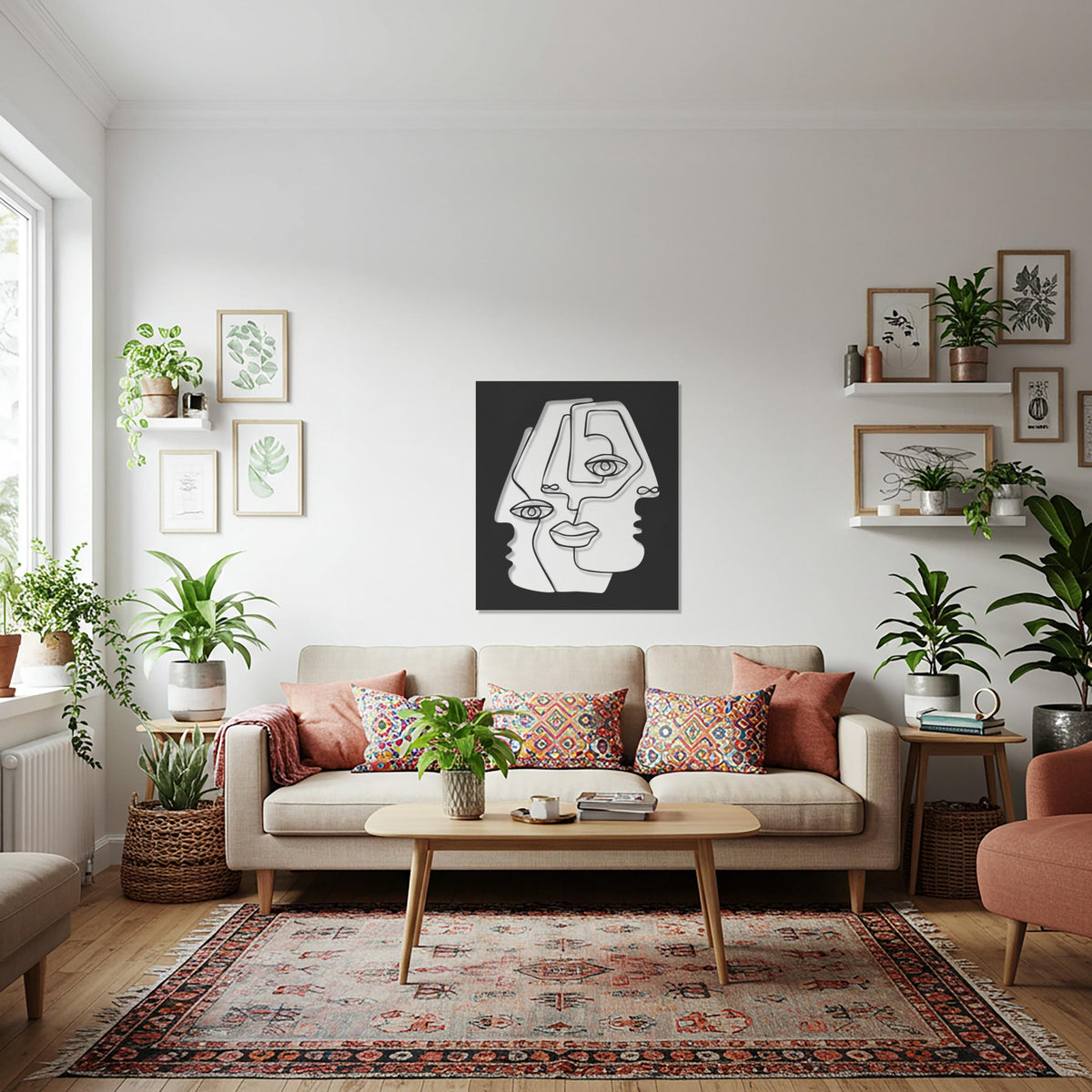 Abstract  Wall Decor, Face Line Art Wall Decor, Metal Dual Face Art, Modern Gift, Minimalist Wall Sculpture, Contemporary Home Accent