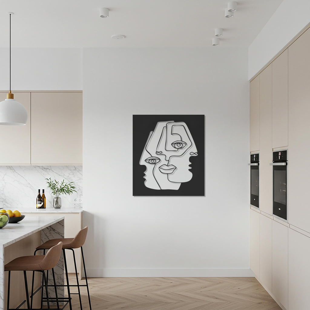 Abstract  Wall Decor, Face Line Art Wall Decor, Metal Dual Face Art, Modern Gift, Minimalist Wall Sculpture, Contemporary Home Accent