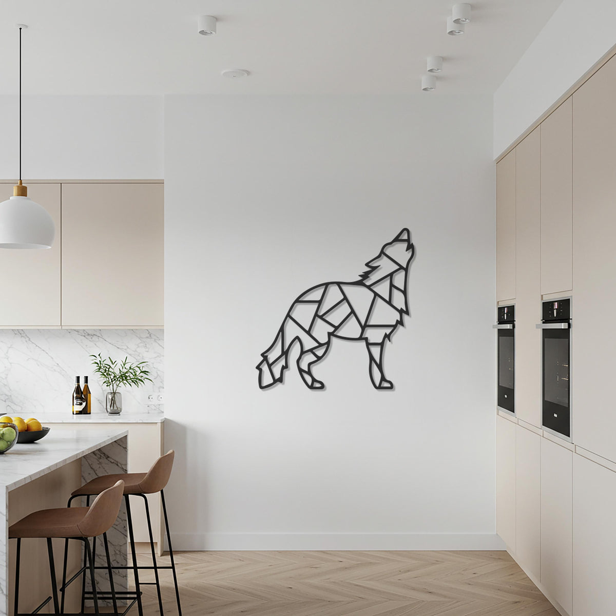 Geometric Sign, Metal Wall Art, Wolf Wall Art, Howling Wolf Decor, Bedroom Decor,, Living Room Decor, New Home Gift, Animal Lovers Gift