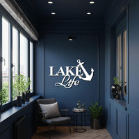 Lake Life Wall Art, Nautical Metal Sign, Anchor Wall Decor, Cabin House Decoration, Rustic Lake Home Gift, Boho Metal Sculpture 3